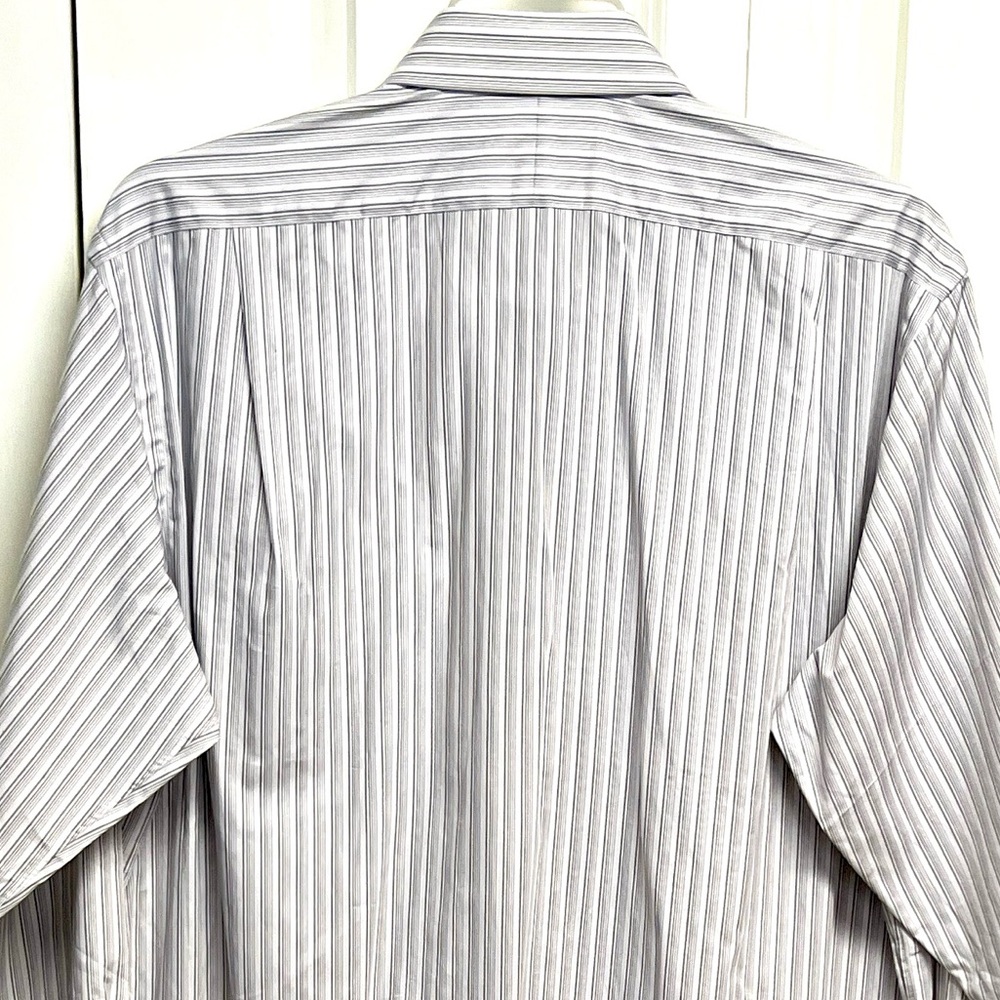 Paul Fredrick White & Light Green Pinstripe Pocket Dress Shirt Size 17 NWOT - Picture 6 of 7